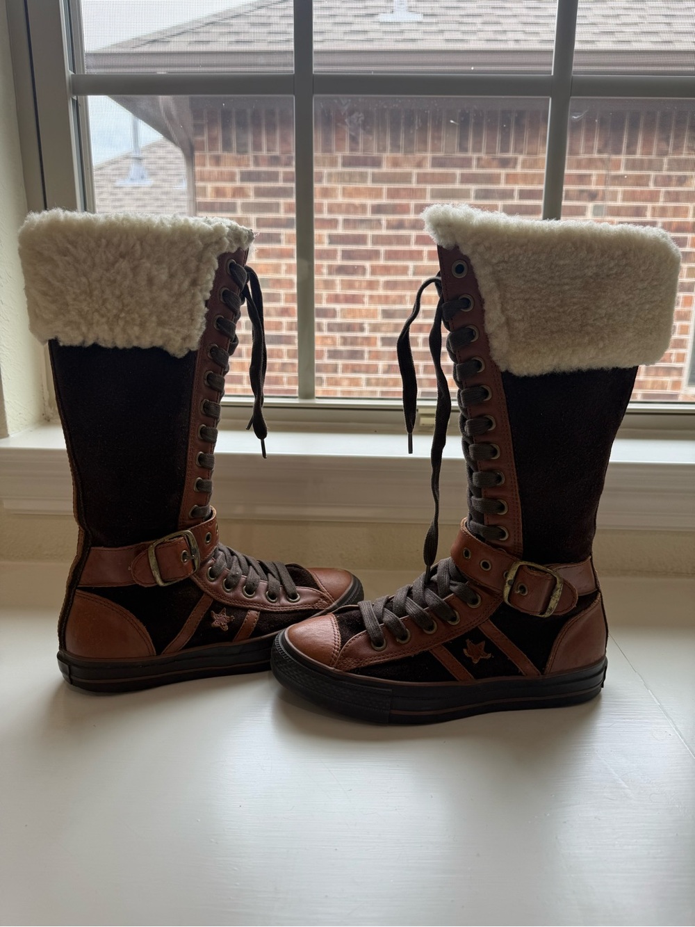 RARE Vintage Converse All Star XXHI Leather Calf/ Knee high lace up boots - Picture 3 of 8